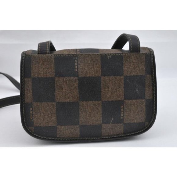 Fendi Brown Checkerboard Print Coated Canvas And Leather Belt Or Shoulder Purse - Picture 4 of 5